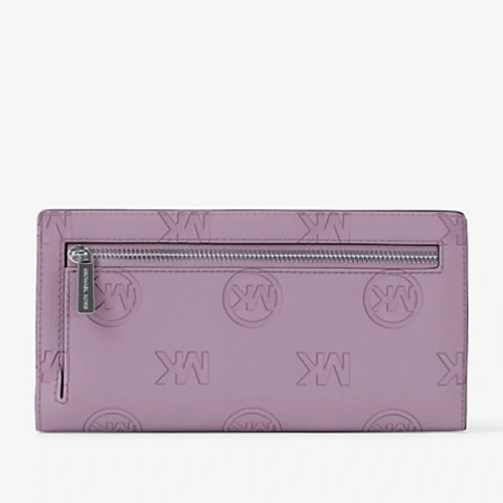 MICHAEL KORS Carson Large Logo Debossed Snap Wallet Light Quartz NWT